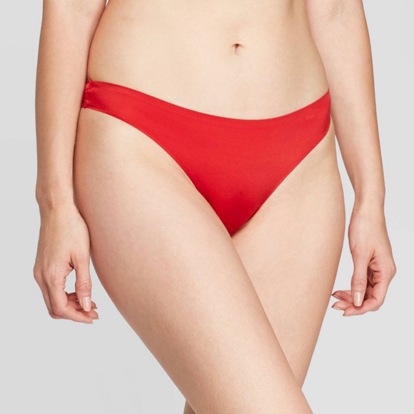 Auden Satin Bonded Micro Thong in Ripe Red, Women’s Size Medium (8-10). - Picture 1 of 3